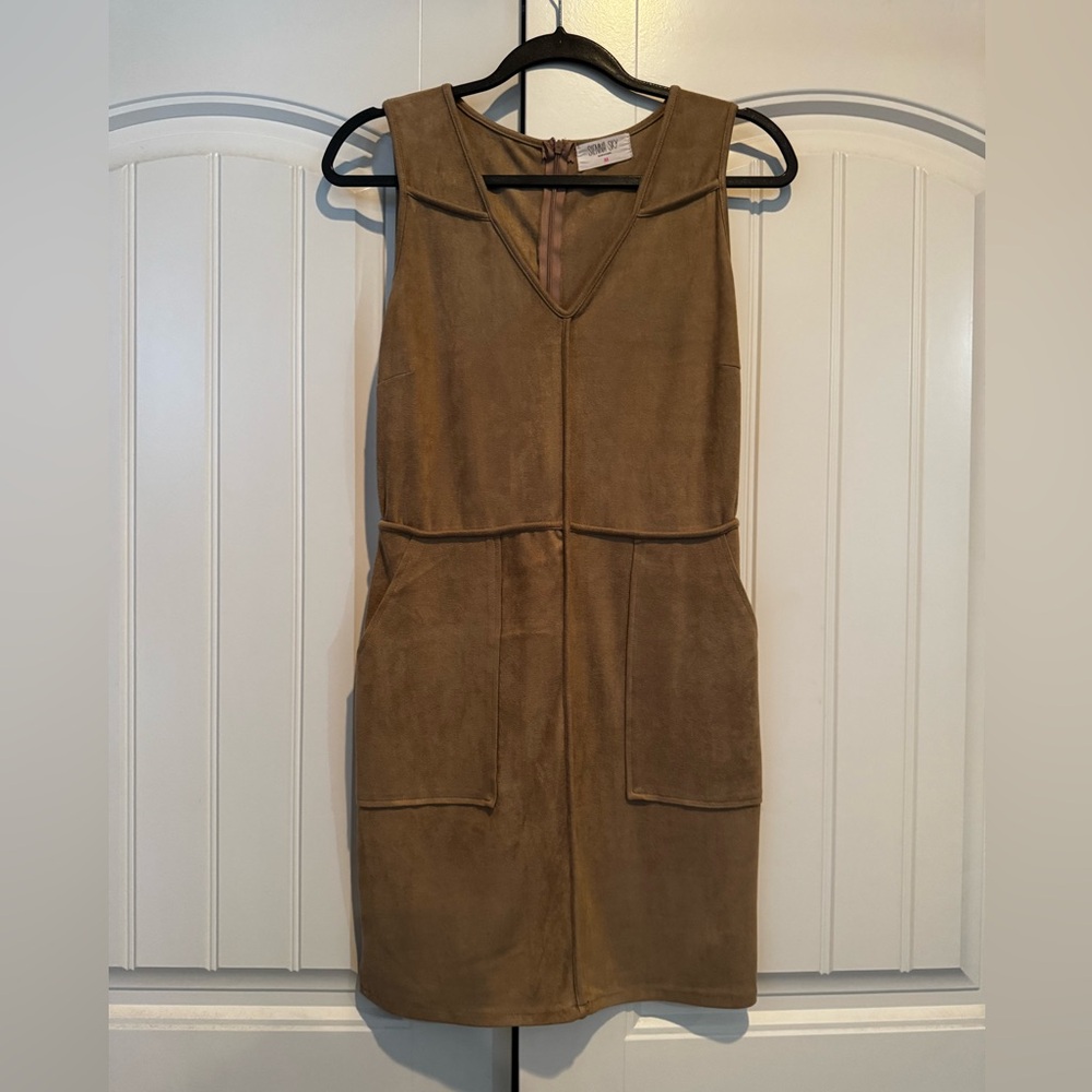 Sienna Sky Camel V-Neck Mini Dress